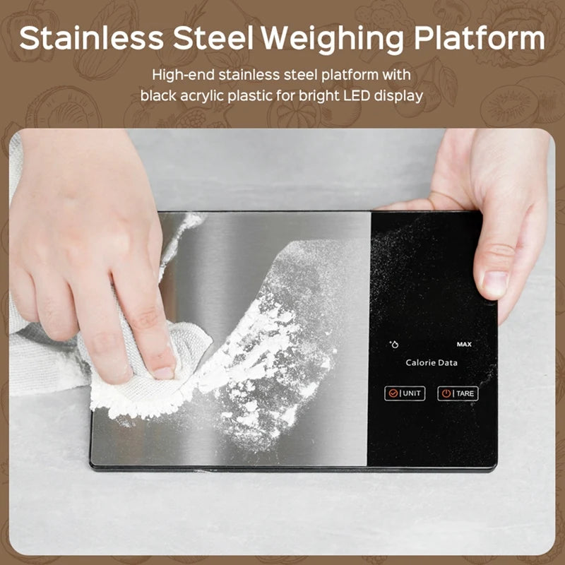 Digital Kitchen Scale 5kg Smart Food Calories Calculator Nutrition Stainless Steel Kitchen Scale Smart Scale Kitchen-ABYS