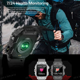2026 New Military Smart Watch Men 3ATM Outdoor Sports Fitness Tracker Blood Pressure Health Monitoring BT Call GPS Smartwatch