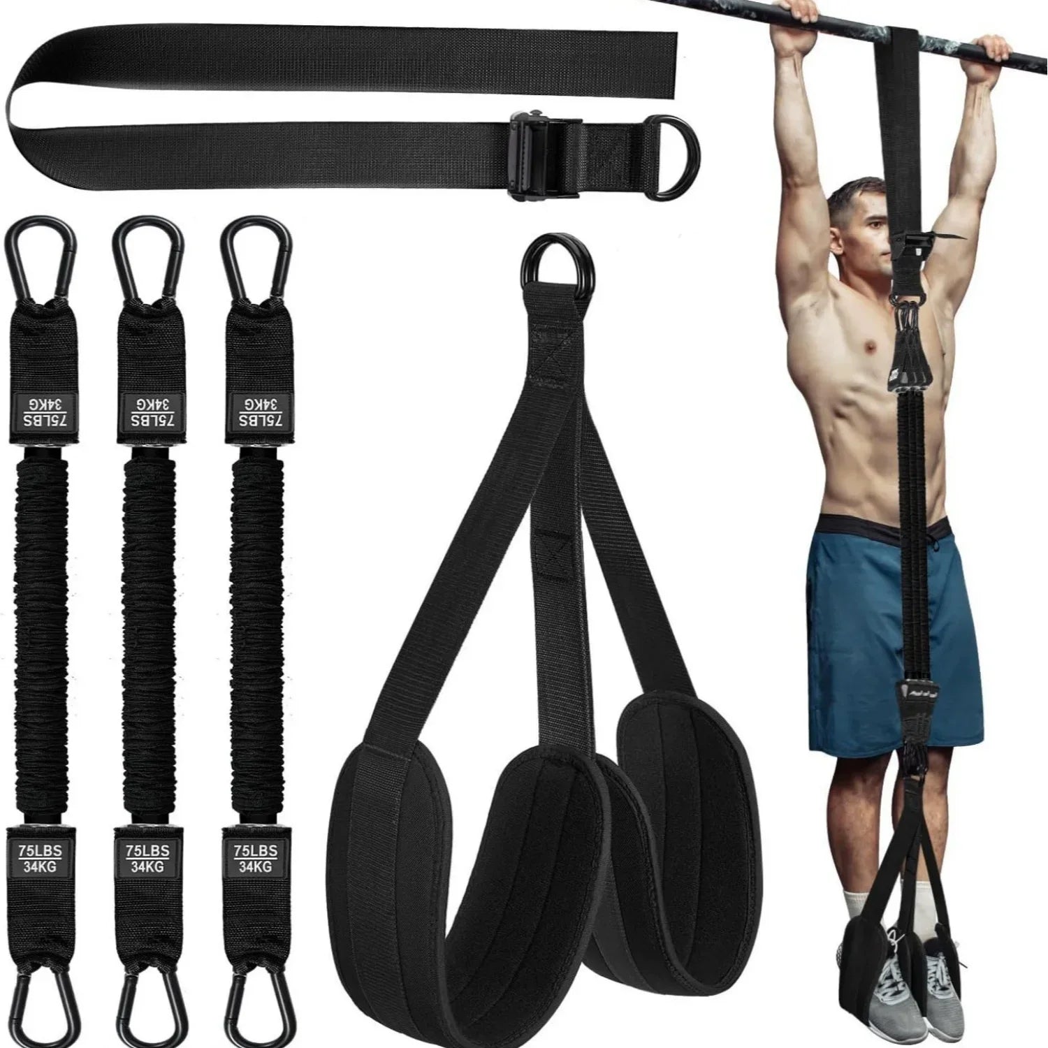 Pull-up Booster Belt Indoor Fitness Sports Horizontal Bar Auxiliary Belt Tension Device Fitness Tension Rope Elastic Belt