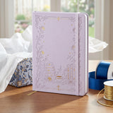 BUKE A5 Dot Grid Notebook PU Leather Cover Hardcover Floral Embossed Tea Cup Books Elegant Handwriting Journal