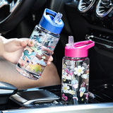 A 500ml Straw Cup, Cute and Portable Dinosaur Ice Cream Water Bottle, Outdoor Portable Cute Cup Water Bottle