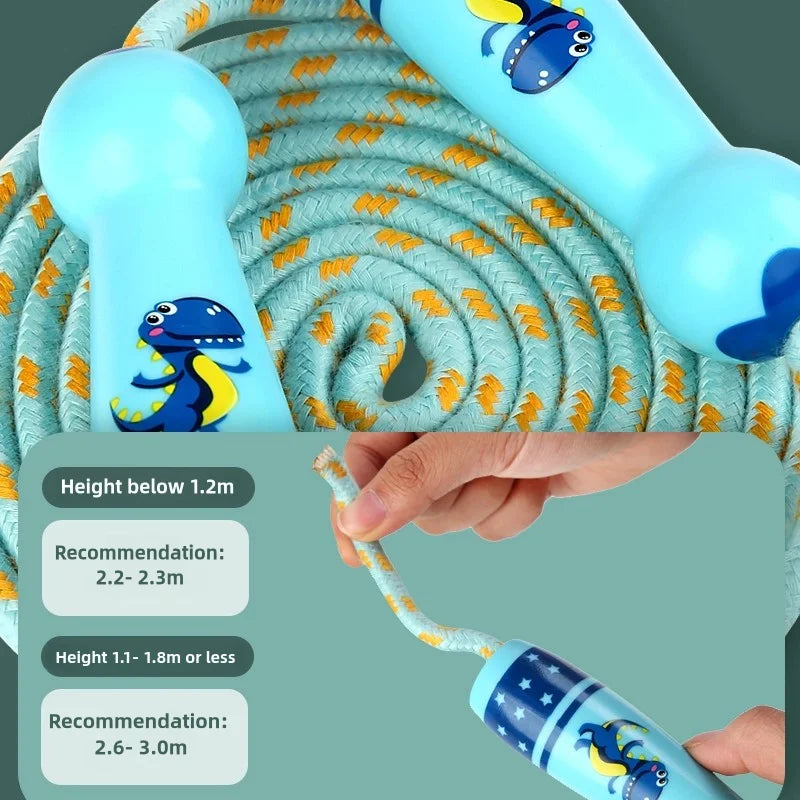 Toddler Jump Rope Wear Resistant Cotton Cord Length Adjustable Soft Skipping Rope With Smooth Handles For Kids Boys Girls