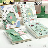 A7 Pocket Spiral Notebook with Velcro Closure Capybara Panda Mini Journal for Student Vocabulary Motivational Portable Pad