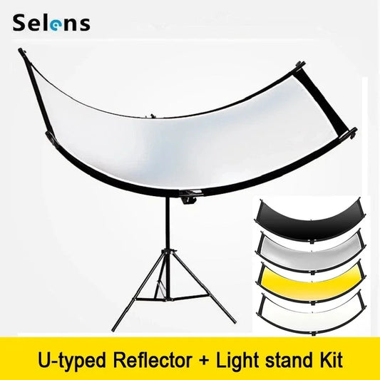Selens 4 Colors Photography Collapsible Light Reflective Screen U-type Reflector With Tripod for Photo Studio Multi Disc Diffuer