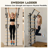 Wall-Mounted Climbing Frame with Pull-up and Dip Bars – 86.6-Inch Indoor Climbing Rack, Wall-Mountable – Adult Wooden Climbing W