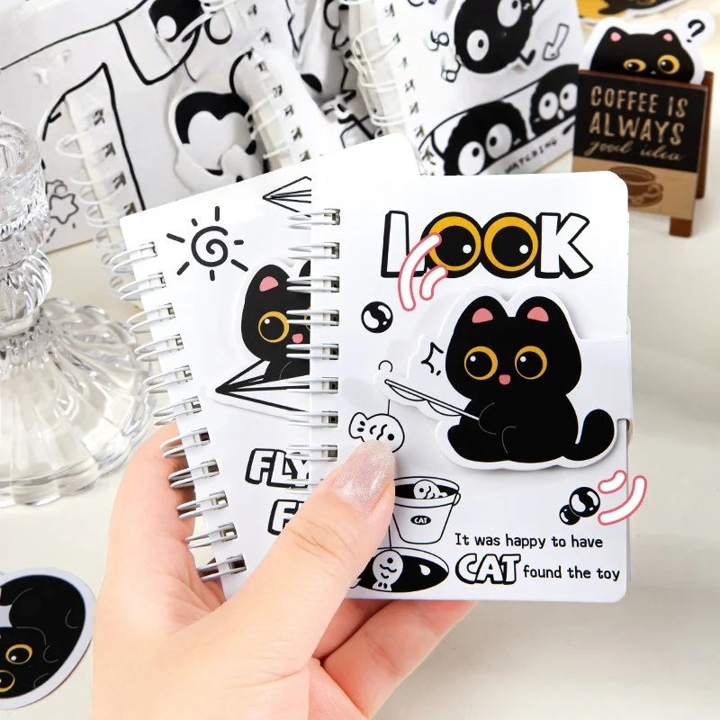 Capybara Panda Mini Journal  A7 Pocket Spiral Notebook with Velcro Closure for Student Portable Pad