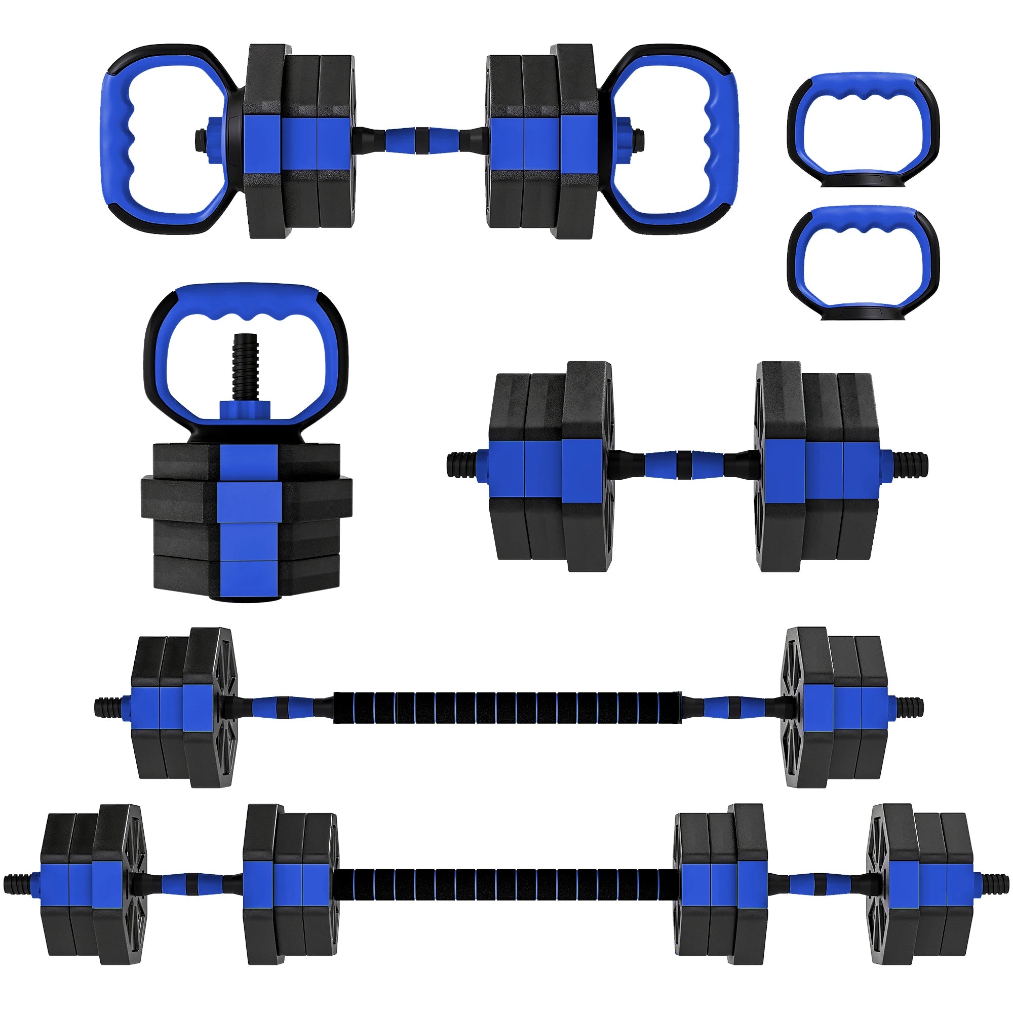 6 in 1 Adjustable Dumbbell Set 20kg to Barbell Kettlebell Push Up Support Home Gym Fitness Weight Training for Men Women