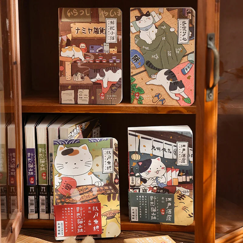 Pocket Notebook Cartoon Cat Japanese Style Notepad Portable Planner Journal Diary Kawaii Stationery School Supplies