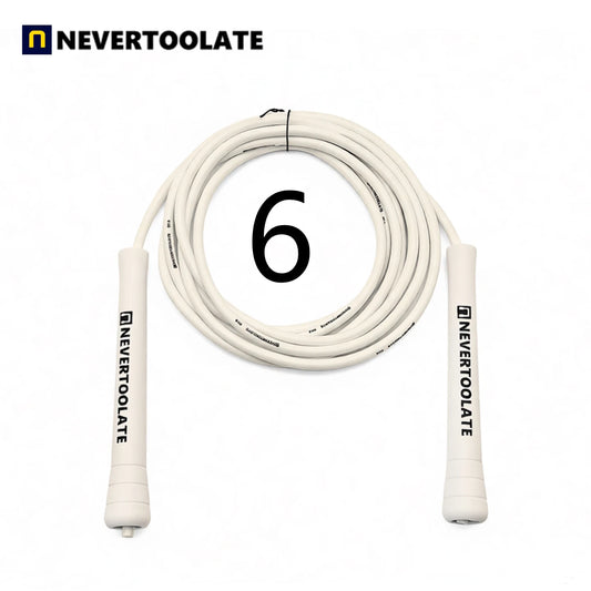 JR100-6  6 mm diameter PVC  WITH THREAD CORE skip rope 3.2 meters in between 15.5cm middle-long handle NEVERTOOLATE GOOD QUALITY