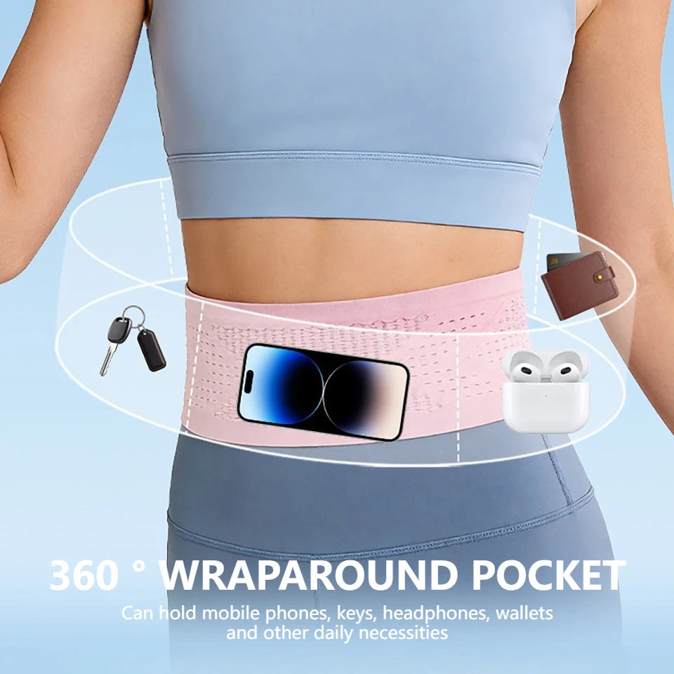 LOOGDEEL Sports Waist Bag Breathable Belt Bag Pocket Seamless Invisible Elastic Multifunction Phone Fitness Running Lightweight