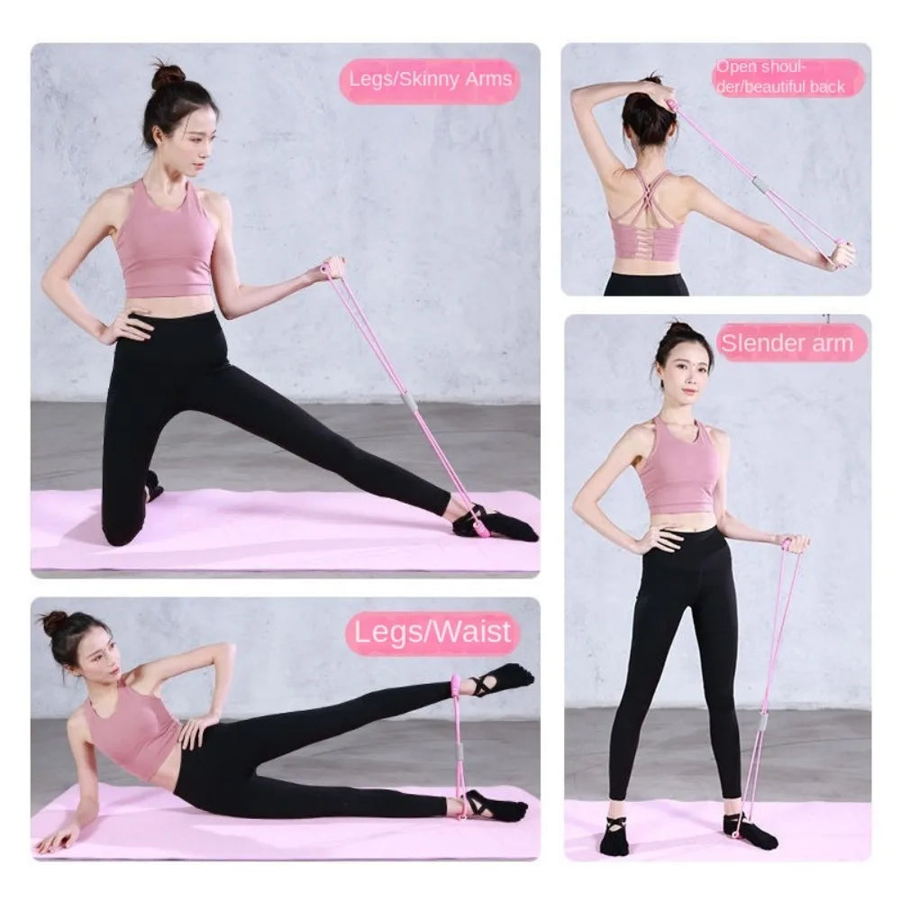 6-Tube Resistance Bands Set TPE Sport At Home Yoga Pedal Puller Shoulder Opening with Foam 8-Line Tension Rope Fitness Equipment