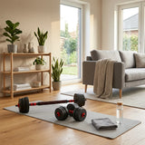 2-In-1 Dumbbells, Dumbbell Set with Connecting Steel Pipe, 15Kg, 30Kg, Tinted Black, Adjustable, Suitable for Balcony, Living Room, Fitness Studio, Equipment for Women And Men.