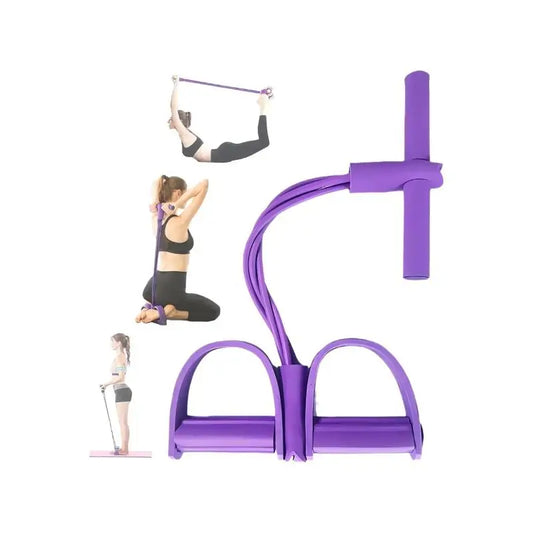 6-Tube Elastic Yoga Pedal Puller, Resistance Band for Abdomen Waist Arm Leg Stretching, Fitness Workout Equipment