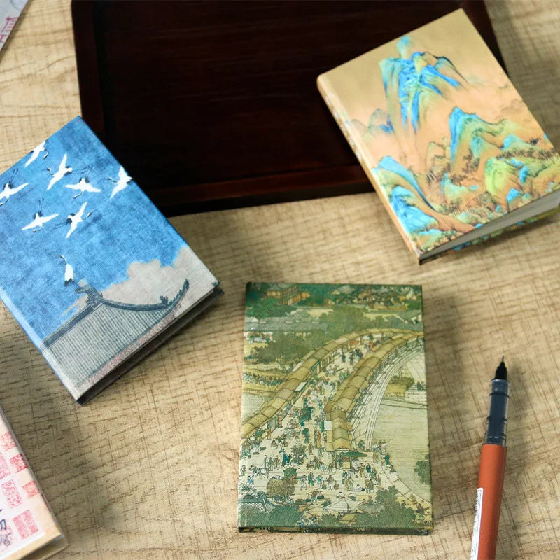 Pocket Notebook Hard Mini Notebooks Chinese Paintings Blank Inside Journal Diary for Student School Supplies Stationery