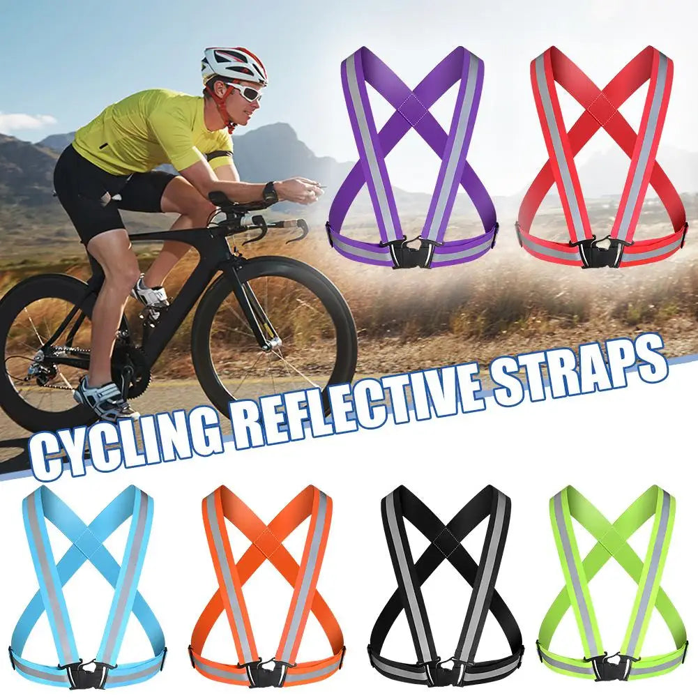 Cycling Reflective Strip Safety Vest Adjustable Highly Elastic Electric Scooter Reflective Vest For Running Jogging Fishing
