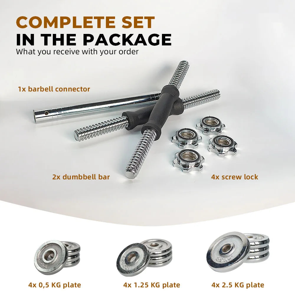 10/20kg Electroplated Dumbbell Set, Adjustable Electroplated Dumbbells, with Storage Toolbox, Equipped with Connecting Rods and Fixing Nuts, Suitable for Home Indoor Workouts, Ideal Fitness Equipment for Fitness Enthusiasts t