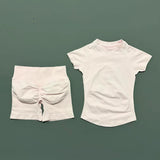 2 Pieces HISTELLO Sports Sets Short Sleeve Seamless Yoga Top Fitness Set Women Workout Running Sports Shorts Gym Suit