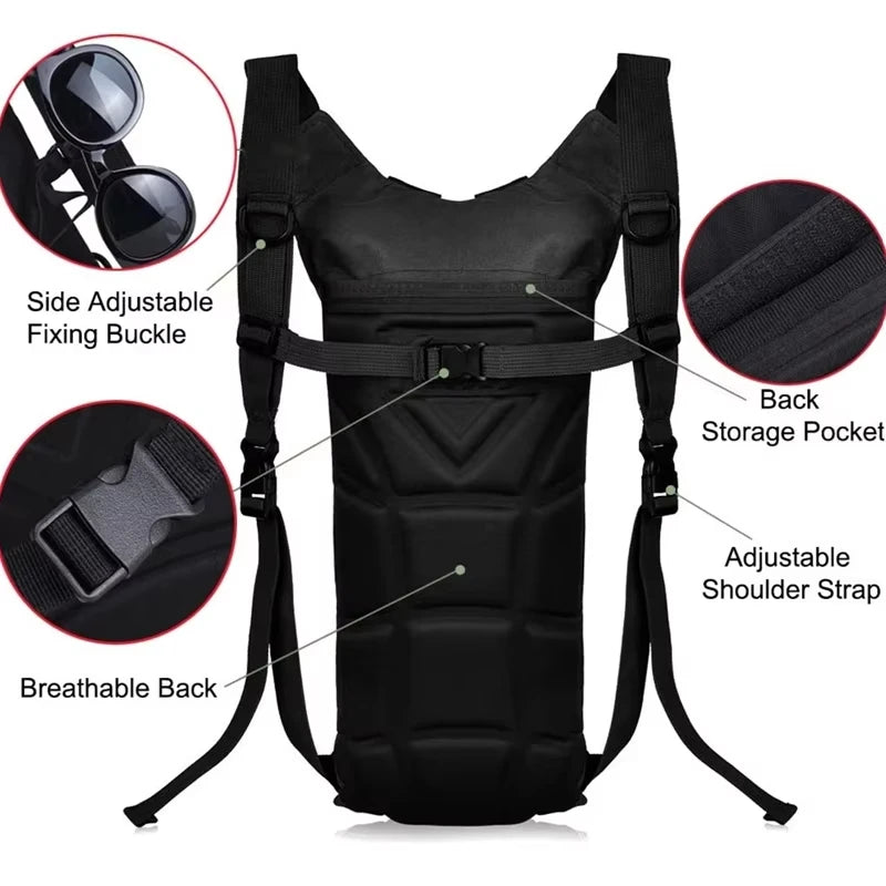Tactical Water Hydration Pack - Military Class Camel Backpack with 3L Leakproof Water Bladder for Running, Jogging, Cycling