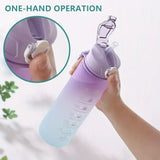 1-8pcs BPA Free Leak Proof Plastic Straw Sports Water Bottle High Quality Tour Hiking Portable  Drink Bottles with Time Marker