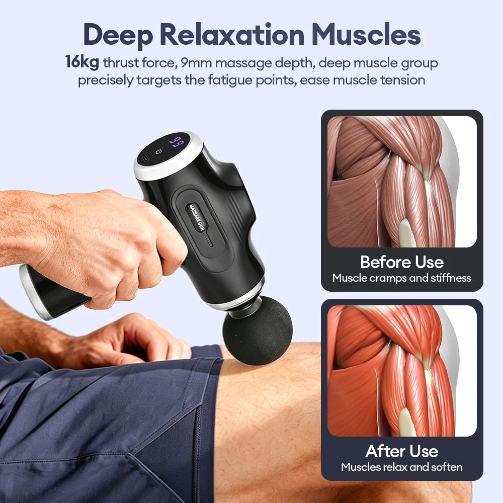 High Power Fascia Massage Gun Replaceable Massage Heads High-Frequency Vibration Body Massage Gun Full Body Muscle Relaxation