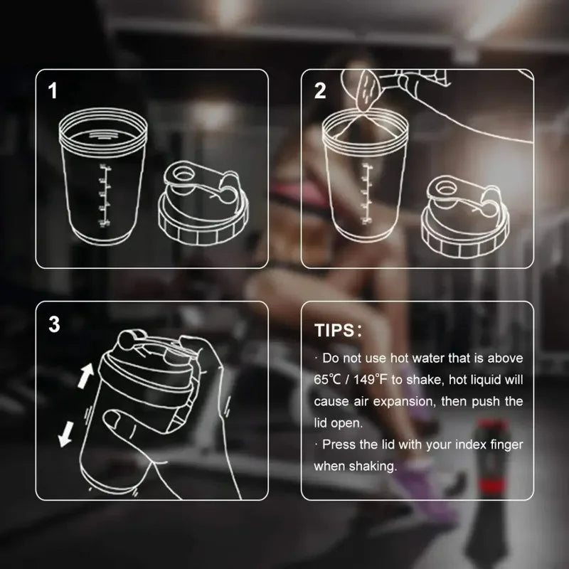 550ml 3 Layer Shaker Bottle Protein Mixing Shake Cup Sports Fitness Water Cup Scaled Plastic Water Bottles with Medicine Box Hot