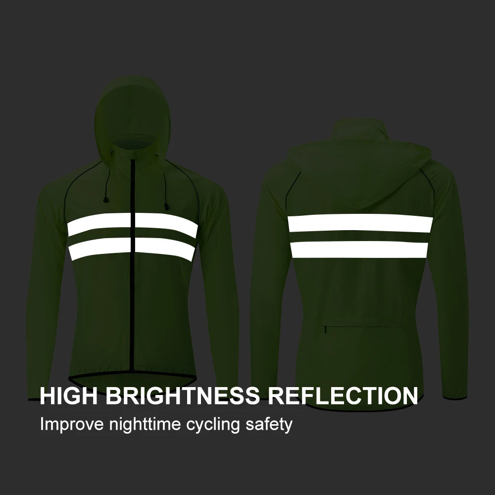 HISERWA Cycling Windbreaker Windproof Waterproof Reflective Bicycle Jacket Ultralight MTB Road Bike Jersey Portable Cycling Coat