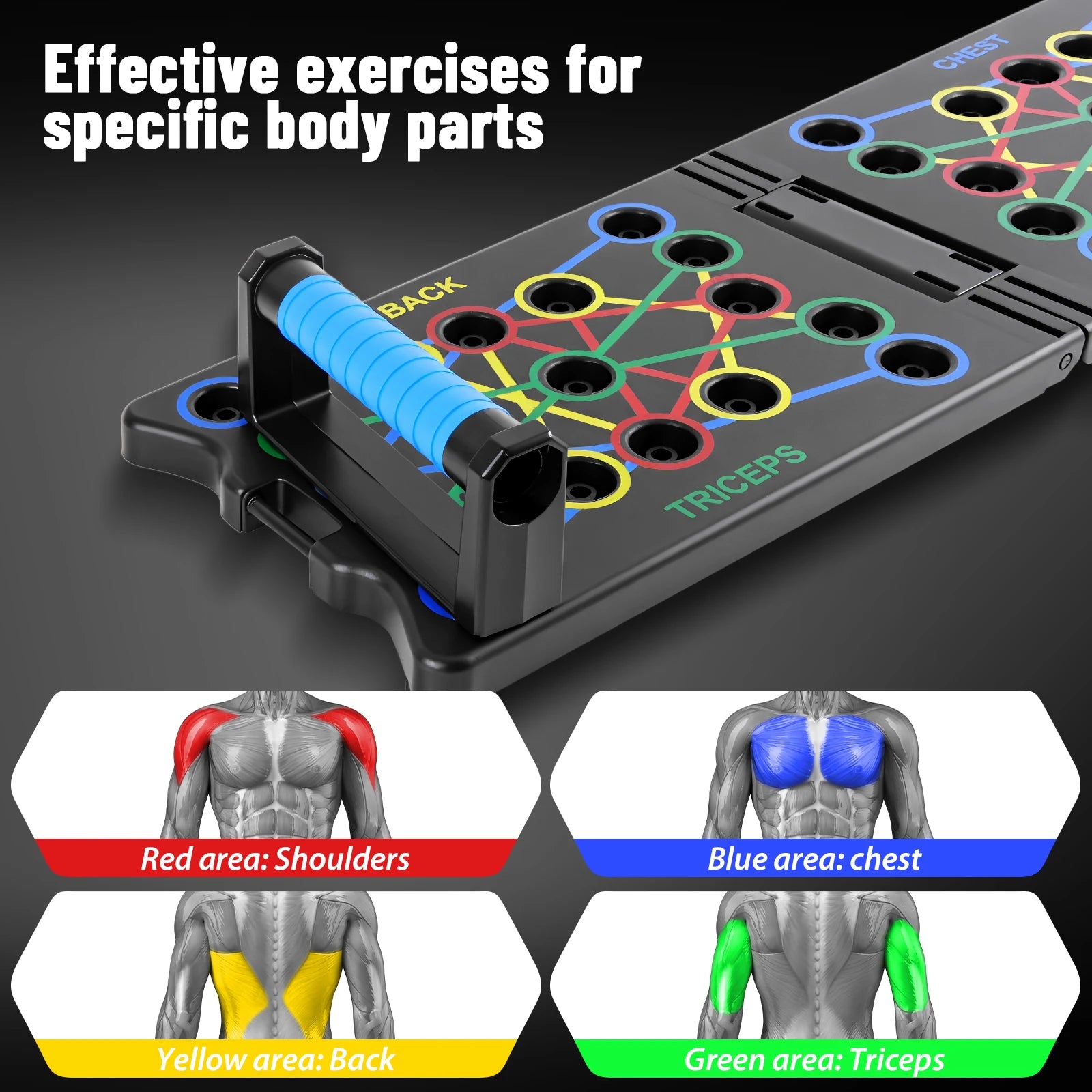 Push Up Board with Handles and Ropes 24-in-1 Multi-Function Home Gym Equipment for Chest, Shoulder & Triceps Workout Strength