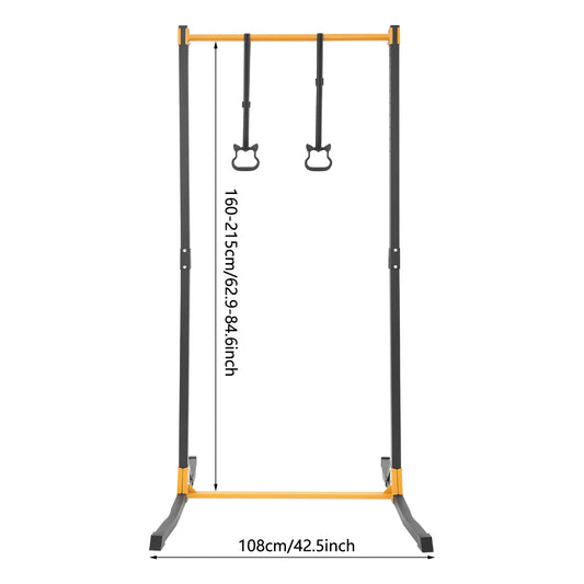 Portable Adjustable Pull Up Bar, Heavy Duty Pull Up Station with 400kg Load Capacity, Free Standing Pull Up Bar for Home Gym, Height Adjustable 160-215cm 11 Levels, Steel Construction, for Living Room Bedroom Balcony, Black Y