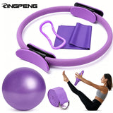 New Pilates fitness ball and fitness ring set, Pilates fitness ring, elastic band exercise, aerobic fitness equipment, core trai