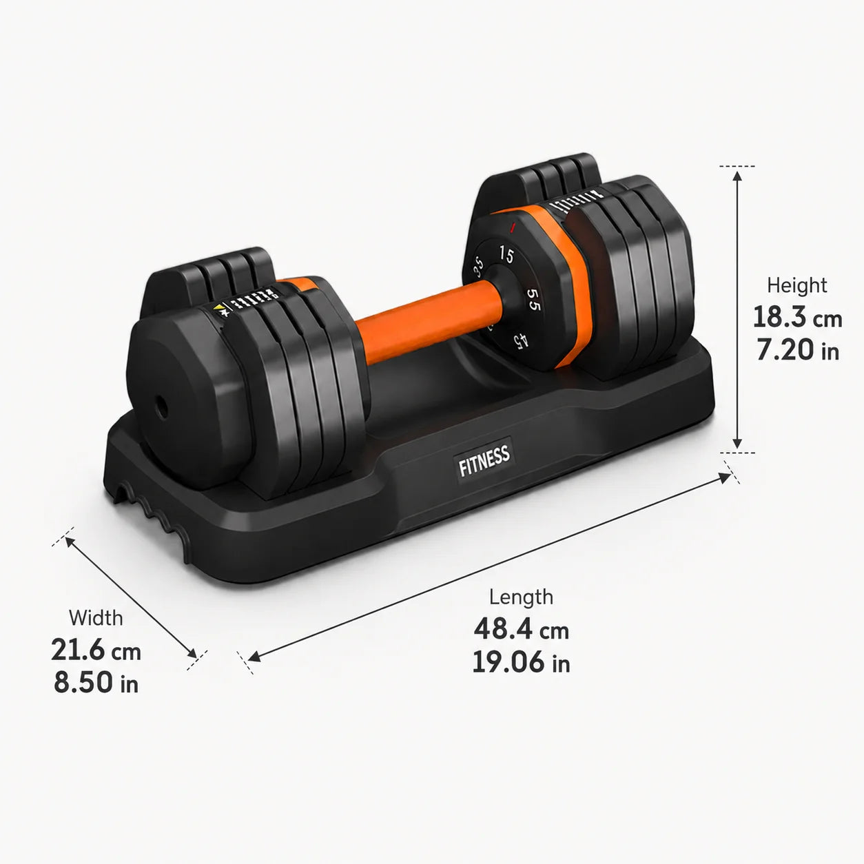 2 adjustable dumbbells of 25kg/55LB, suitable for home workouts, fitness equipment, equipped with a QuickLock system for arm and muscle training