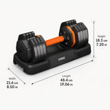 2 adjustable dumbbells of 25kg/55LB, suitable for home workouts, fitness equipment, equipped with a QuickLock system for arm and muscle training