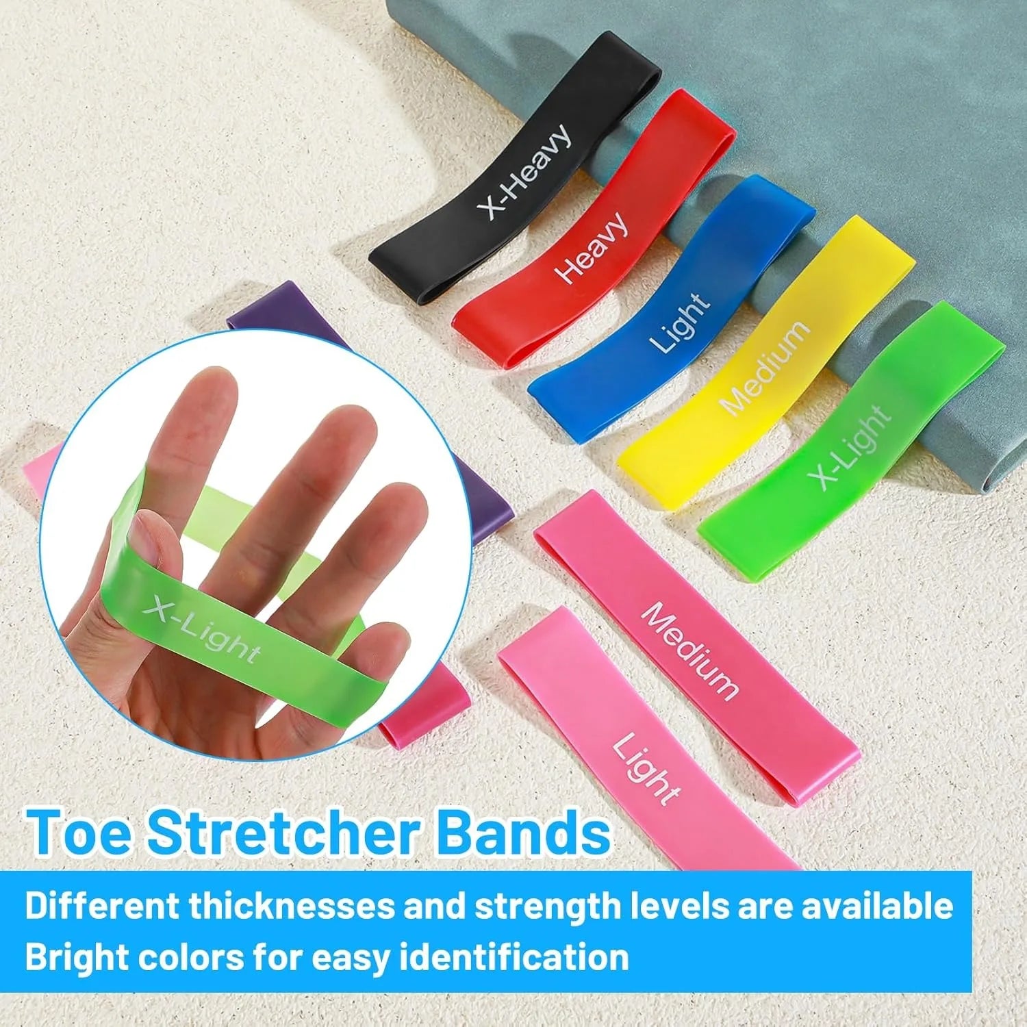 5pcs Toe Stretch Bands, Big Toe Spacers, Finger Resistance Stretchers, Women Men Foot Thumb Yoga Bands Finger Exercise Straps