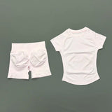 2 Pieces HISTELLO Sports Sets Short Sleeve Seamless Yoga Top Fitness Set Women Workout Running Sports Shorts Gym Suit