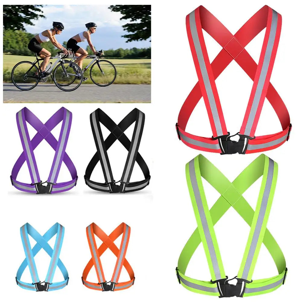 Cycling Reflective Strip Safety Vest Adjustable Highly Elastic Electric Scooter Reflective Vest For Running Jogging Fishing