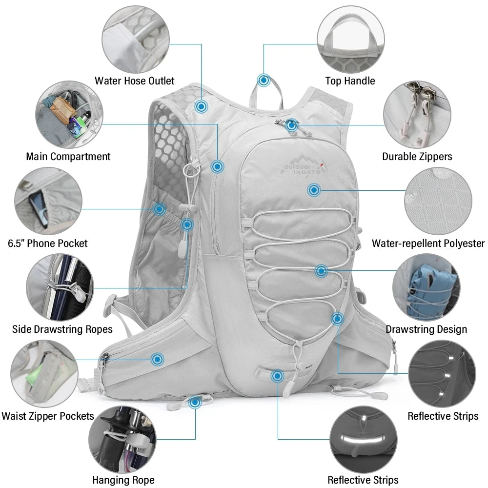 12L Cycling Hydration Vest Running Backpack Lightweight Riding Vest Pack Backpack Running Camping Bag Mountaineering Equipment