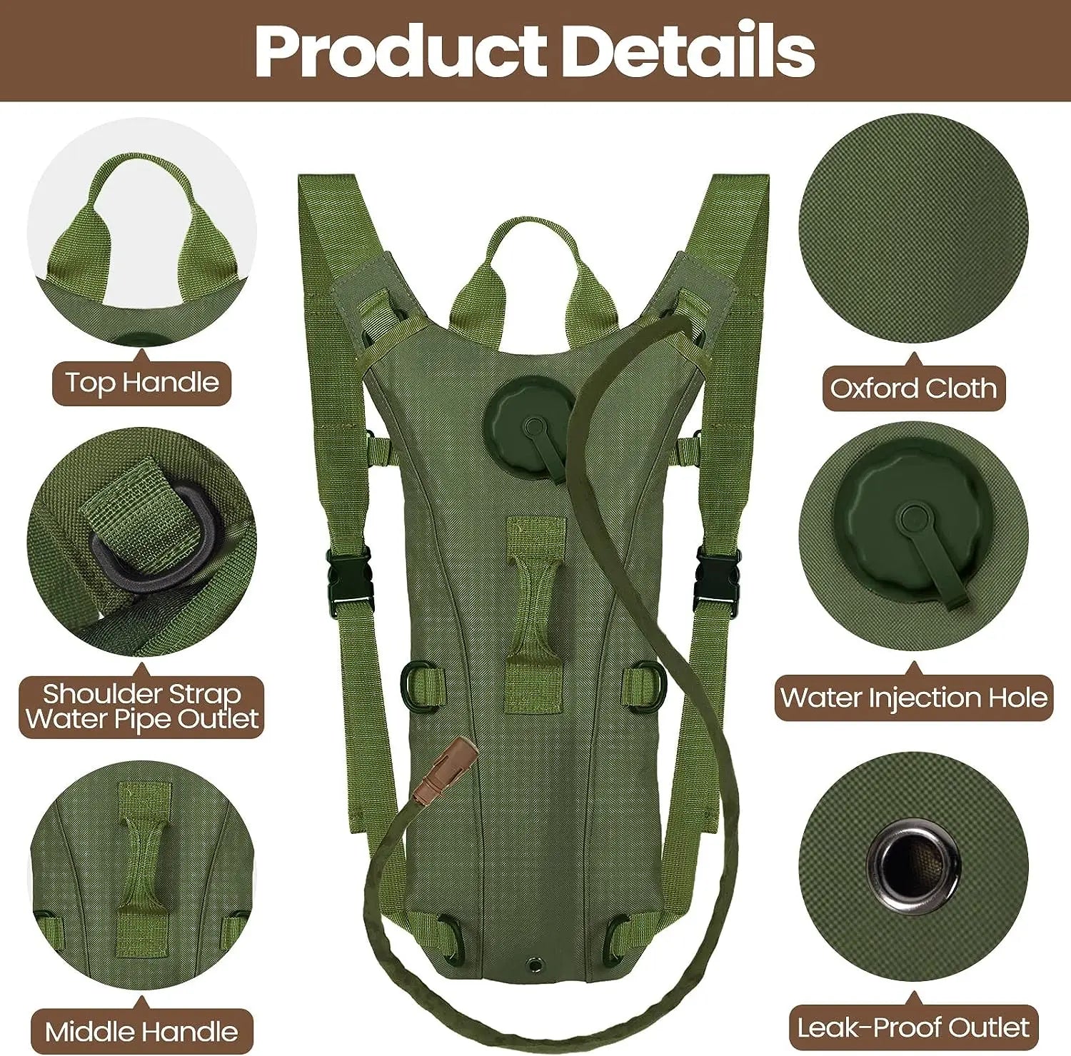 Sport Hydration Pack Backpack Water-proof Nylon Water Bag with 3 Liter Bladder for Hiking Cycling Climbing