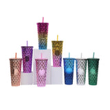 LUSQI Durian Straw Tumbler Double Wall Insulated Plastic Cup Trendy Creative Large Capacity Water Bottle With Multi Colors