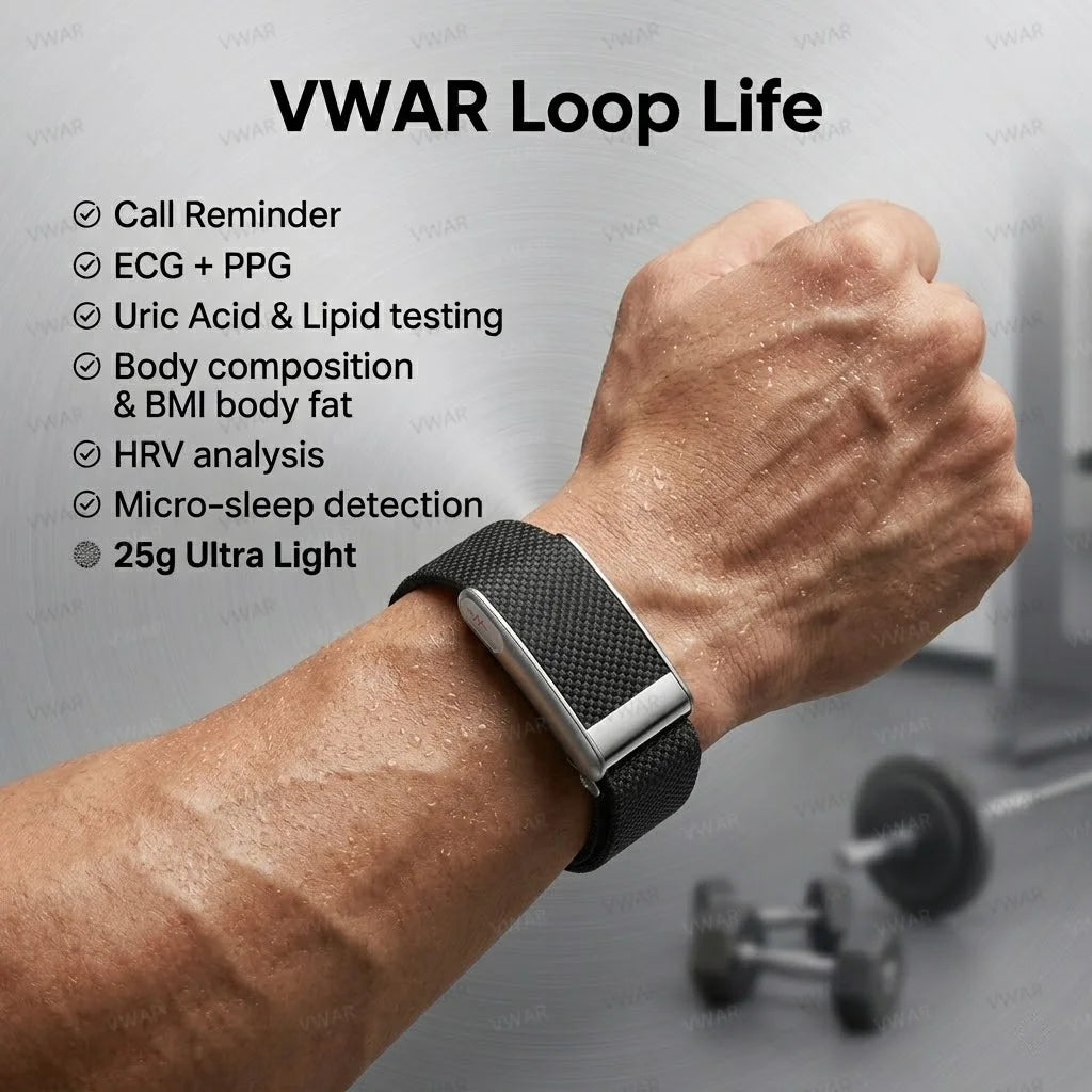 2026 New Nursing Grade Smart Bracelet VWAR Loop Life SpO2 Blood Lipid Uric Acid ECG+PPG Waterproof Band Sport Fitness Tracker
