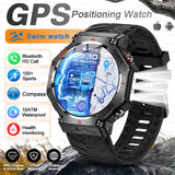 GPS New Titanium alloy Smart Watch AMOLED 10ATM Waterproof Compass Tactics Flashlight Voice Call Sport Men Fitness Swim Bracelet