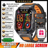 2026 1000mAh military outdoor smartwatch 2.01 inches LED flashlight IP68 waterproof Heart rate sleep Bluetooth call sport watch
