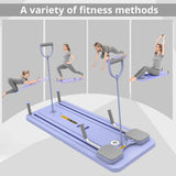 Multi-functional Pilates Board Automatic Rebound Abdominal Exercise Equipment Foldable Fitness Push Up Board with Resistance Bands EVA Elbow Pad Phone Holder for Home Office Full Body Core Workout Max 100kg