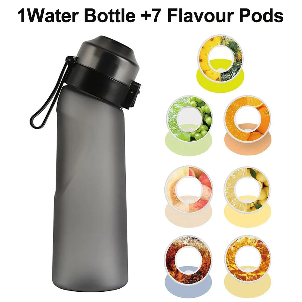 650ML Sports Air Water Bottle BPA Free, Fruit Scent Pods Air Flavor Caps,Leak Proof Sports Water Cup for Outdoor Running Gym
