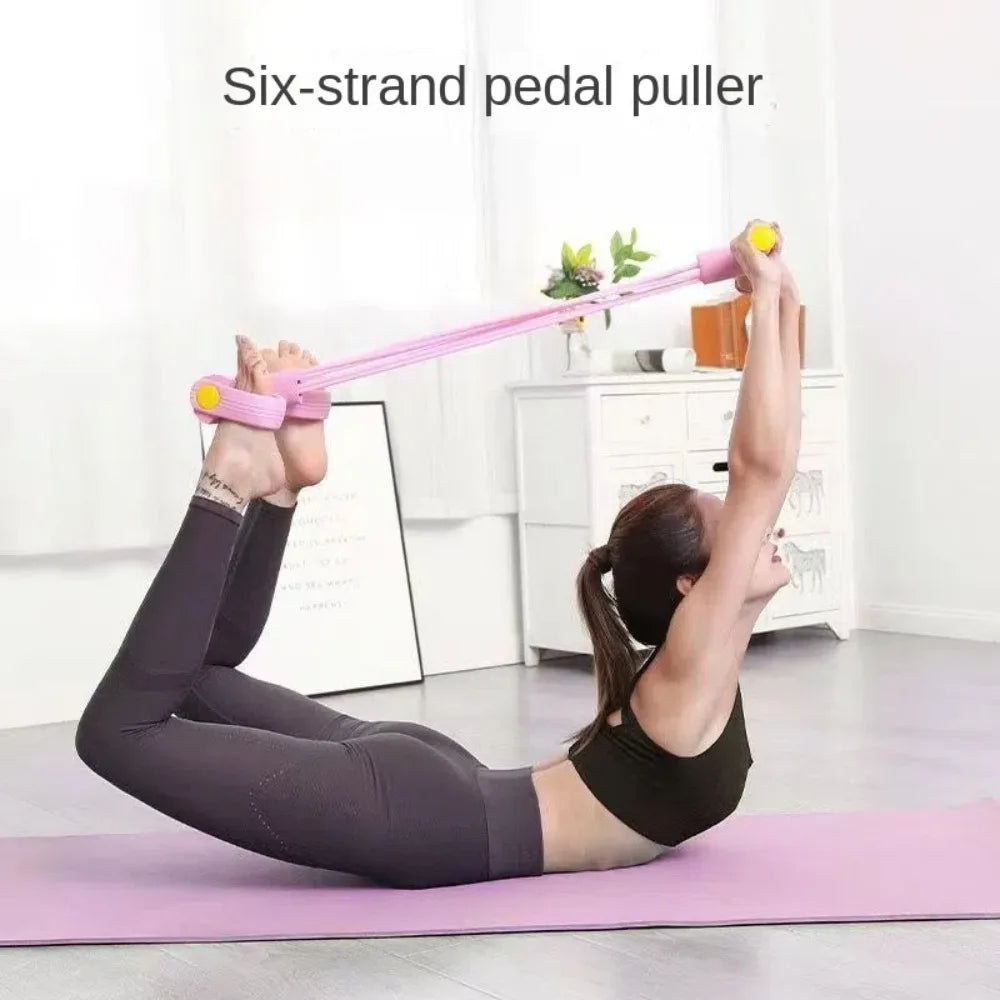 6-Tube Resistance Bands Set TPE Sport At Home Yoga Pedal Puller Shoulder Opening with Foam 8-Line Tension Rope Fitness Equipment