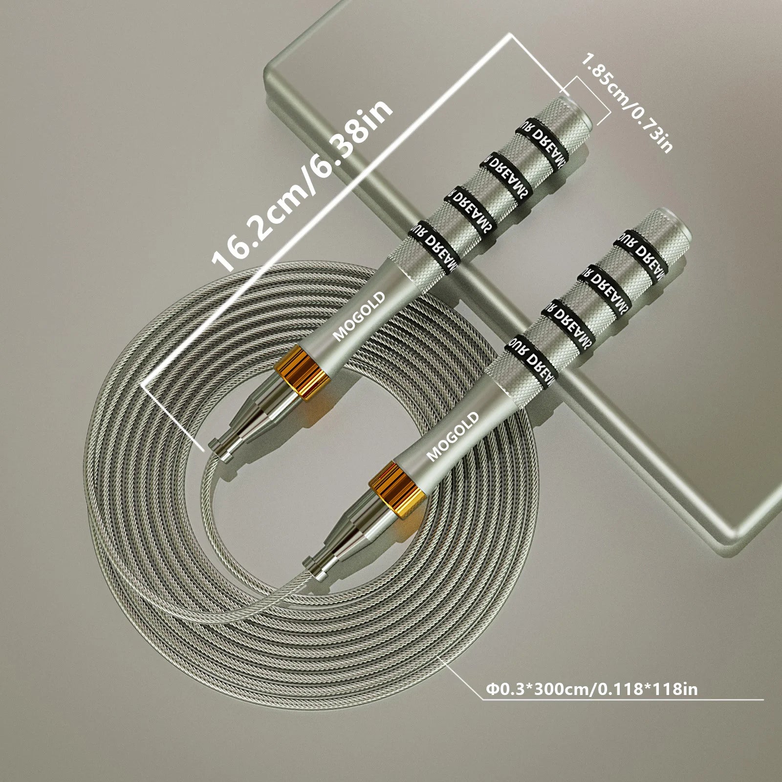 MOGOLD Professional Wear-resistant PVC Jump Rope – Non-slip Silicone Handles, Aluminum Alloy Shaft & High-speed Silent Bearings