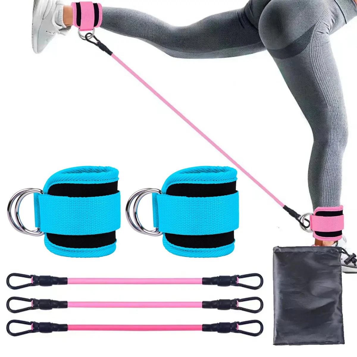 Ankle Straps Resistance Bands Set Fitness Workout Exercise Equipment Ankle Weight Yoga Elastic Fitness Band For Gym Man Woman