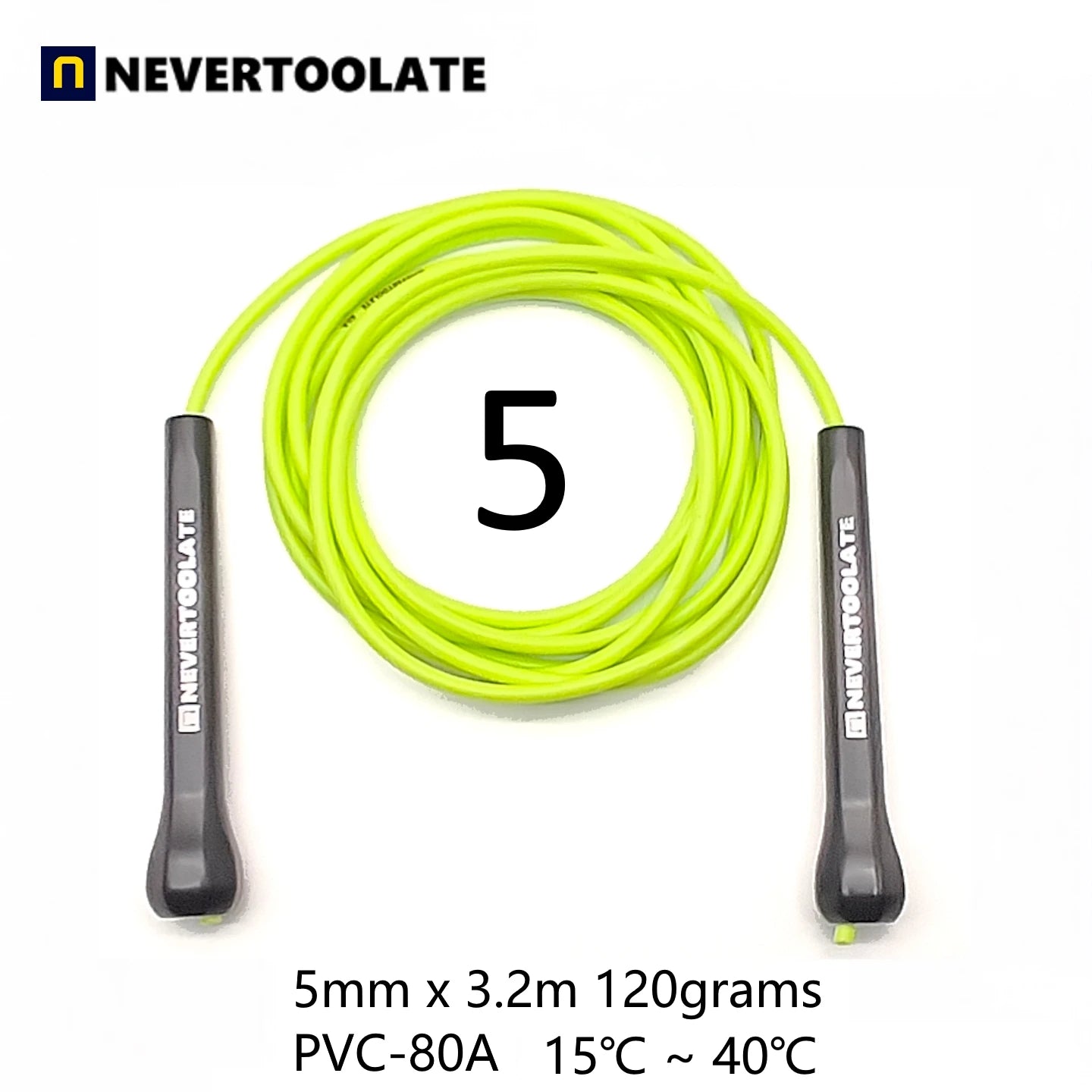NEVERTOOLATE  EXTRA LONG 3.2 METERS 14cm abs handle boxing speed 5mm Soft PVC Jump skip Rope Tangle Free Skipping Fitness