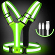 LED Night Running Vest Reflective Cycling Walking Highlight Security Vests USB Rechargeable Safety Straps for Kids Adults Biking