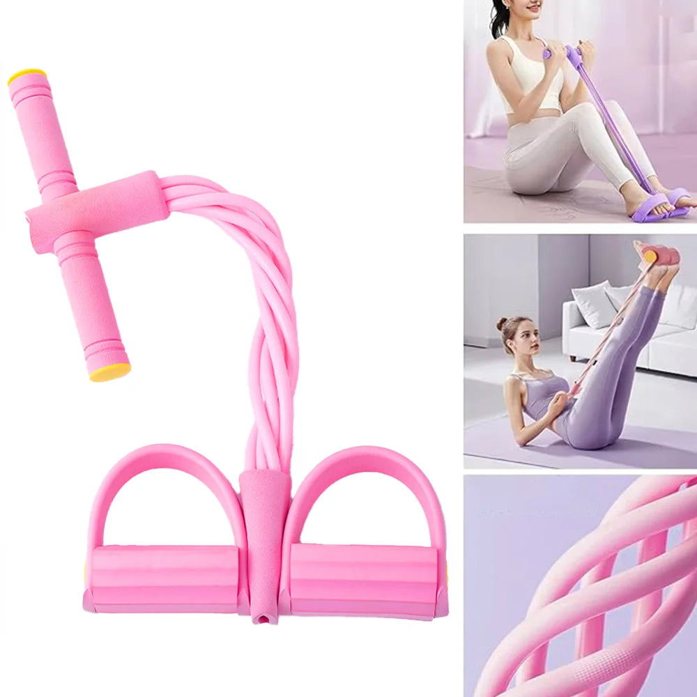 Pedal Resistance Band with Handle,6-Tubes Elastic Pull Rope Fitness Foot Pedal Resistance Bands for  Yoga Pilates Exercise