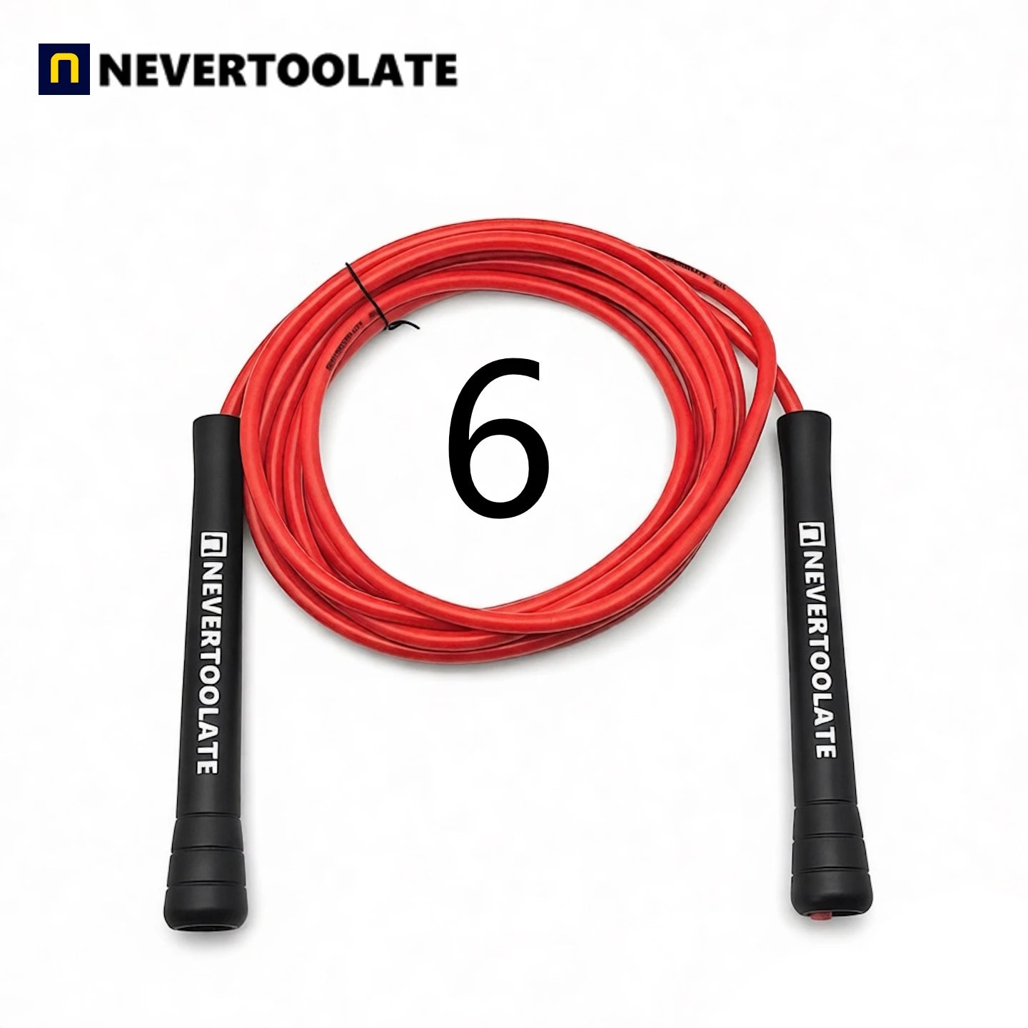 JR100-6  6 mm diameter PVC  WITH THREAD CORE skip rope 3.2 meters in between 15.5cm middle-long handle NEVERTOOLATE GOOD QUALITY