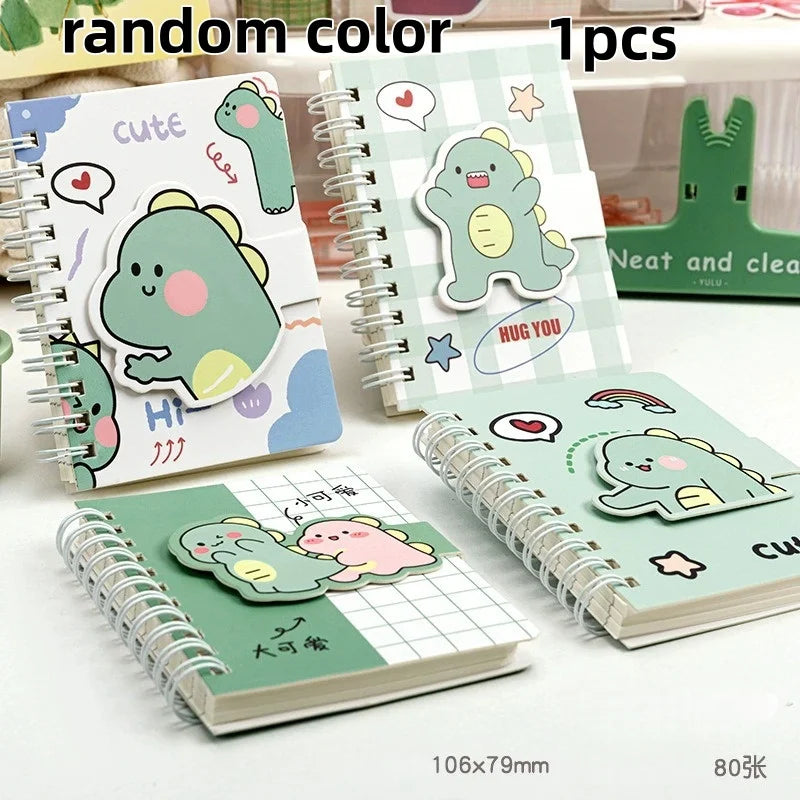 Capybara Panda Mini Journal  A7 Pocket Spiral Notebook with Velcro Closure for Student Portable Pad